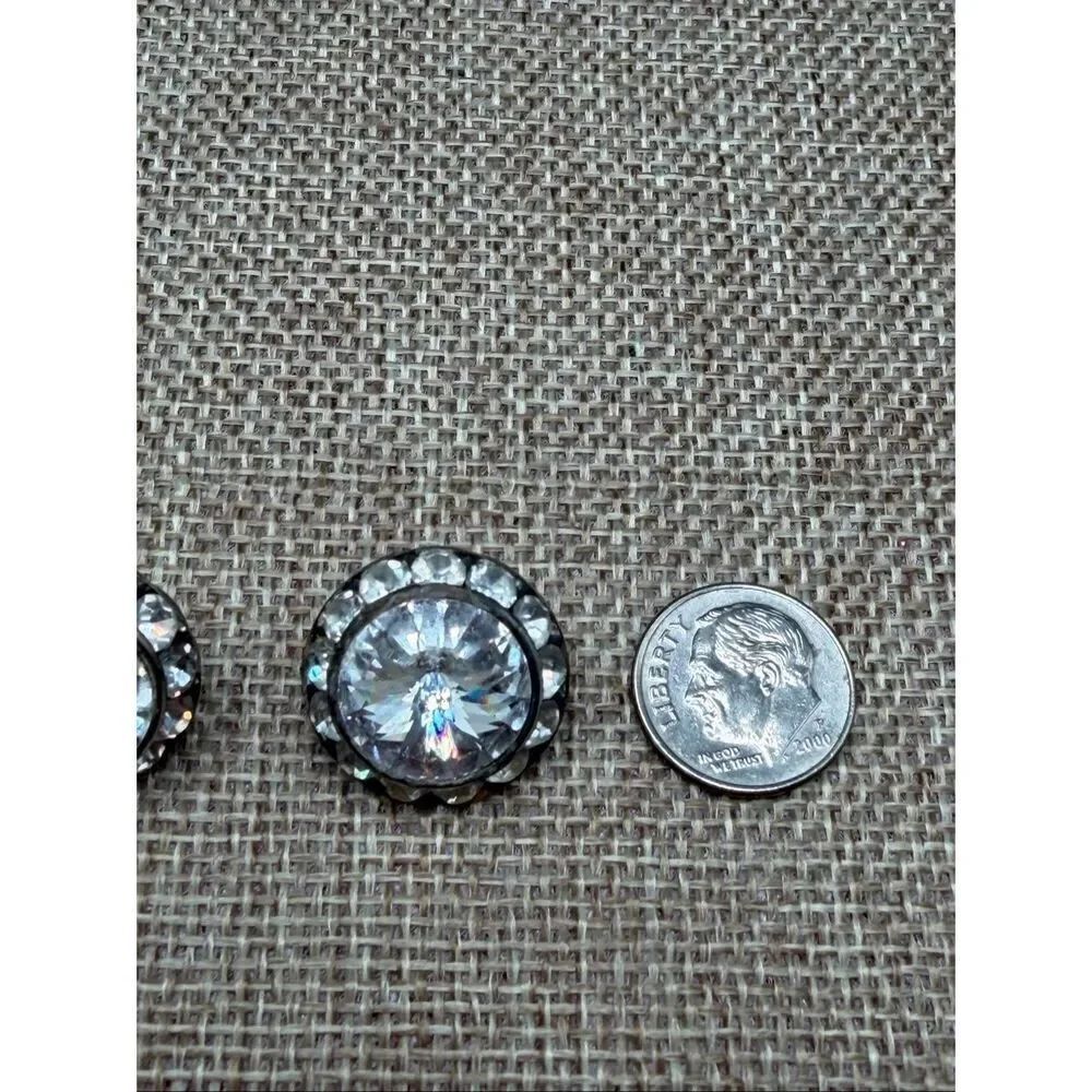Large Crystal Statement Stud Earrings Round Rhinestone Posts - Picture 5 of 7